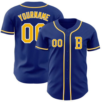 Custom Royal Gold-White Authentic Baseball Jersey