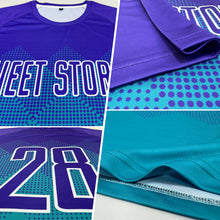 Load image into Gallery viewer, Custom Teal Purple-White Sublimation Soccer Uniform Jersey
