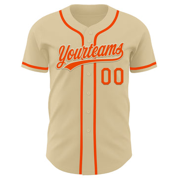 Custom Sand Orange Authentic Baseball Jersey