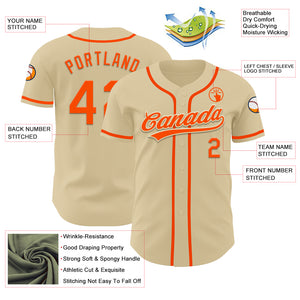 Custom Sand Orange Authentic Baseball Jersey