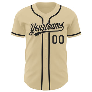 Custom Sand Black Authentic Baseball Jersey