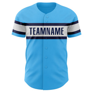 Custom Sky Blue Navy-White Authentic Baseball Jersey