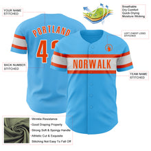 Load image into Gallery viewer, Custom Sky Blue Orange-White Authentic Baseball Jersey
