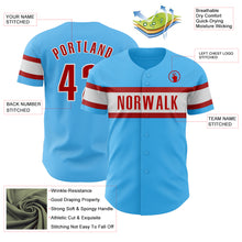 Load image into Gallery viewer, Custom Sky Blue Red-White Authentic Baseball Jersey
