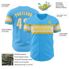 Load image into Gallery viewer, Custom Sky Blue White-Yellow Authentic Baseball Jersey
