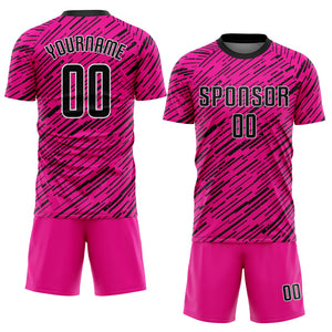 Custom Pink Black-White Sublimation Soccer Uniform Jersey