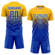 Load image into Gallery viewer, Custom Gold Royal-White Sublimation Soccer Uniform Jersey
