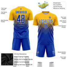 Load image into Gallery viewer, Custom Gold Royal-White Sublimation Soccer Uniform Jersey
