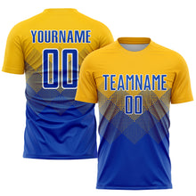 Load image into Gallery viewer, Custom Gold Royal-White Sublimation Soccer Uniform Jersey
