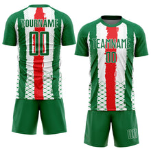 Load image into Gallery viewer, Custom Kelly Green Red-White Sublimation Mexico Soccer Uniform Jersey
