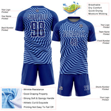 Load image into Gallery viewer, Custom Royal Light Blue-White Wavy Lines Sublimation Soccer Uniform Jersey
