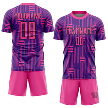 Load image into Gallery viewer, Custom Purple Pink-Black Lines Sublimation Soccer Uniform Jersey
