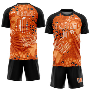 Custom Orange Bay Orange-Black African Pattern Sublimation Soccer Uniform Jersey