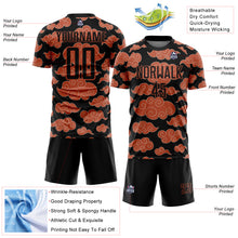 Load image into Gallery viewer, Custom Black Orange Cloud Pattern Sublimation Soccer Uniform Jersey
