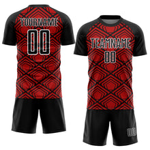 Load image into Gallery viewer, Custom Red Black-White Geometric Pattern Sublimation Soccer Uniform Jersey
