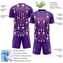 Load image into Gallery viewer, Custom Purple Light Pink Geometric Shapes Sublimation Soccer Uniform Jersey
