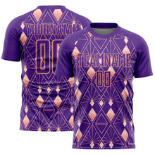 Load image into Gallery viewer, Custom Purple Light Pink Geometric Shapes Sublimation Soccer Uniform Jersey
