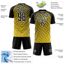 Load image into Gallery viewer, Custom Yellow Black-White Geometric Lines Sublimation Soccer Uniform Jersey
