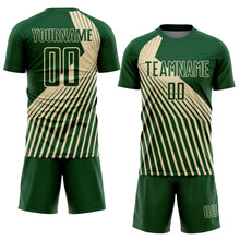 Load image into Gallery viewer, Custom Green Cream Lines Sublimation Soccer Uniform Jersey
