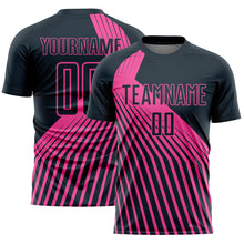 Load image into Gallery viewer, Custom Navy Pink Lines Sublimation Soccer Uniform Jersey
