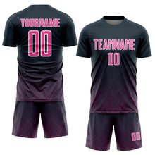 Load image into Gallery viewer, Custom Navy Pink-White Lines Sublimation Soccer Uniform Jersey
