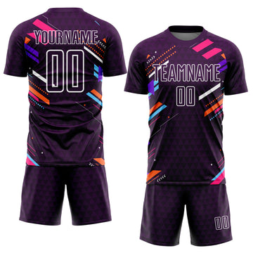 Custom Purple White Lines Sublimation Soccer Uniform Jersey