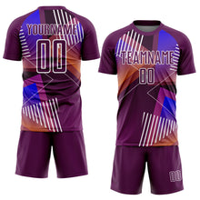 Load image into Gallery viewer, Custom Purple White Geometric Shapes Sublimation Soccer Uniform Jersey
