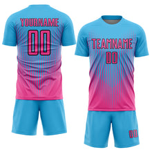 Load image into Gallery viewer, Custom Sky Blue Pink-Black Lines Sublimation Soccer Uniform Jersey
