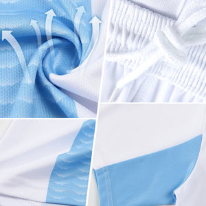 Custom Sky Blue Pink-Black Lines Sublimation Soccer Uniform Jersey