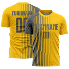 Load image into Gallery viewer, Custom Yellow Steel Gray Lines Sublimation Soccer Uniform Jersey
