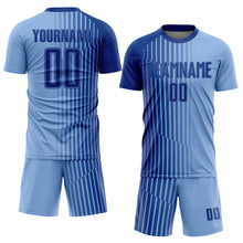 Load image into Gallery viewer, Custom Light Blue Royal Lines Sublimation Soccer Uniform Jersey
