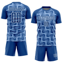 Load image into Gallery viewer, Custom Royal Light Blue-White Lines Sublimation Soccer Uniform Jersey
