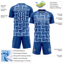 Load image into Gallery viewer, Custom Royal Light Blue-White Lines Sublimation Soccer Uniform Jersey
