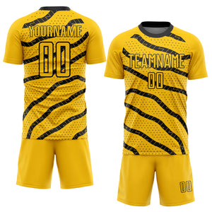 Custom Yellow Black Lines And Dots Sublimation Soccer Uniform Jersey