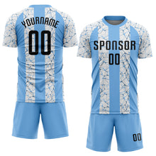 Load image into Gallery viewer, Custom Light Blue Black-White Sublimation Soccer Uniform Jersey
