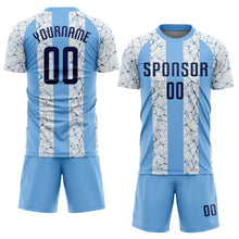 Load image into Gallery viewer, Custom Light Blue Navy-White Sublimation Soccer Uniform Jersey
