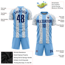 Load image into Gallery viewer, Custom Light Blue Navy-White Sublimation Soccer Uniform Jersey
