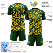 Load image into Gallery viewer, Custom Green Yellow Lightning Sublimation Soccer Uniform Jersey
