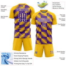 Load image into Gallery viewer, Custom Yellow Purple-White Lines Sublimation Soccer Uniform Jersey
