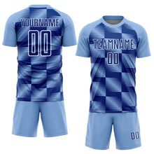 Load image into Gallery viewer, Custom Light Blue Royal-White Lines Sublimation Soccer Uniform Jersey
