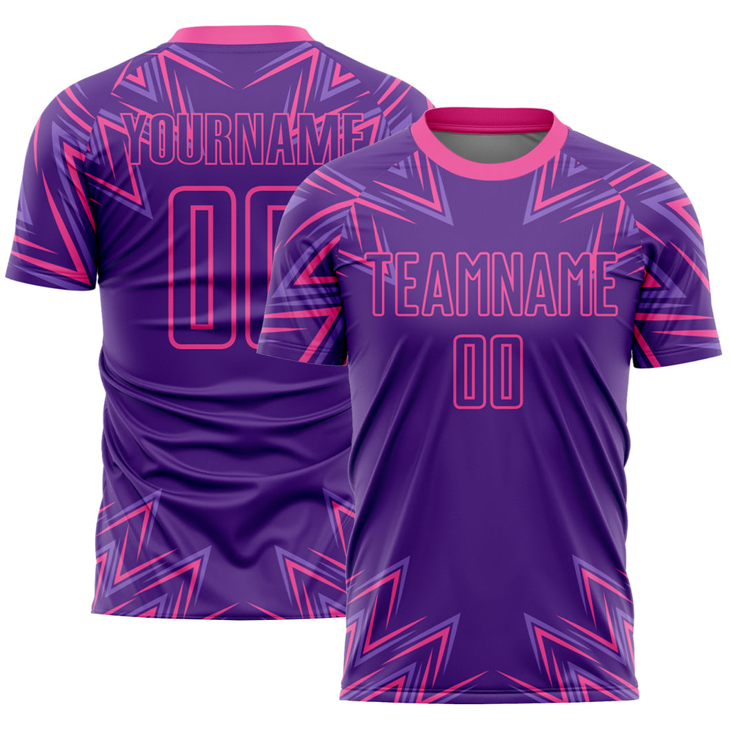 Custom Purple Pink Geometric Shapes Sublimation Soccer Uniform Jersey