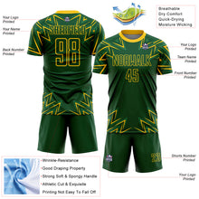 Load image into Gallery viewer, Custom Green Yellow Geometric Shapes Sublimation Soccer Uniform Jersey
