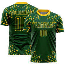 Load image into Gallery viewer, Custom Green Yellow Geometric Shapes Sublimation Soccer Uniform Jersey
