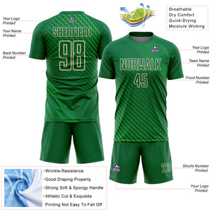 Custom Kelly Green City Cream Geometric Shapes Sublimation Soccer Uniform Jersey