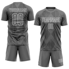 Load image into Gallery viewer, Custom Gray White Geometric Shapes Sublimation Soccer Uniform Jersey
