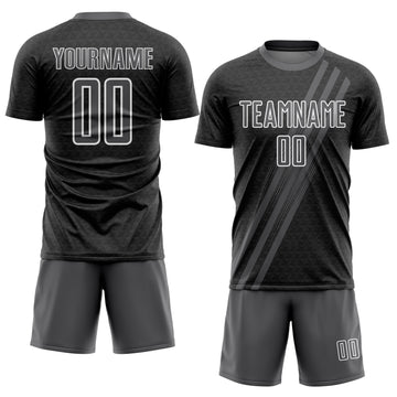 Custom Steel Gray White Diagonal Lines Sublimation Soccer Uniform Jersey