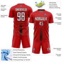 Load image into Gallery viewer, Custom Red White-Black Arrow Shapes Sublimation Soccer Uniform Jersey
