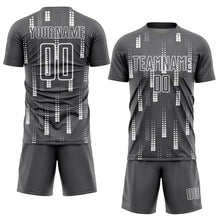 Load image into Gallery viewer, Custom Steel Gray White Geometric Shapes Sublimation Soccer Uniform Jersey
