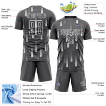 Load image into Gallery viewer, Custom Steel Gray White Geometric Shapes Sublimation Soccer Uniform Jersey
