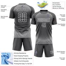 Load image into Gallery viewer, Custom Steel Gray White Diagonal Lines Sublimation Soccer Uniform Jersey
